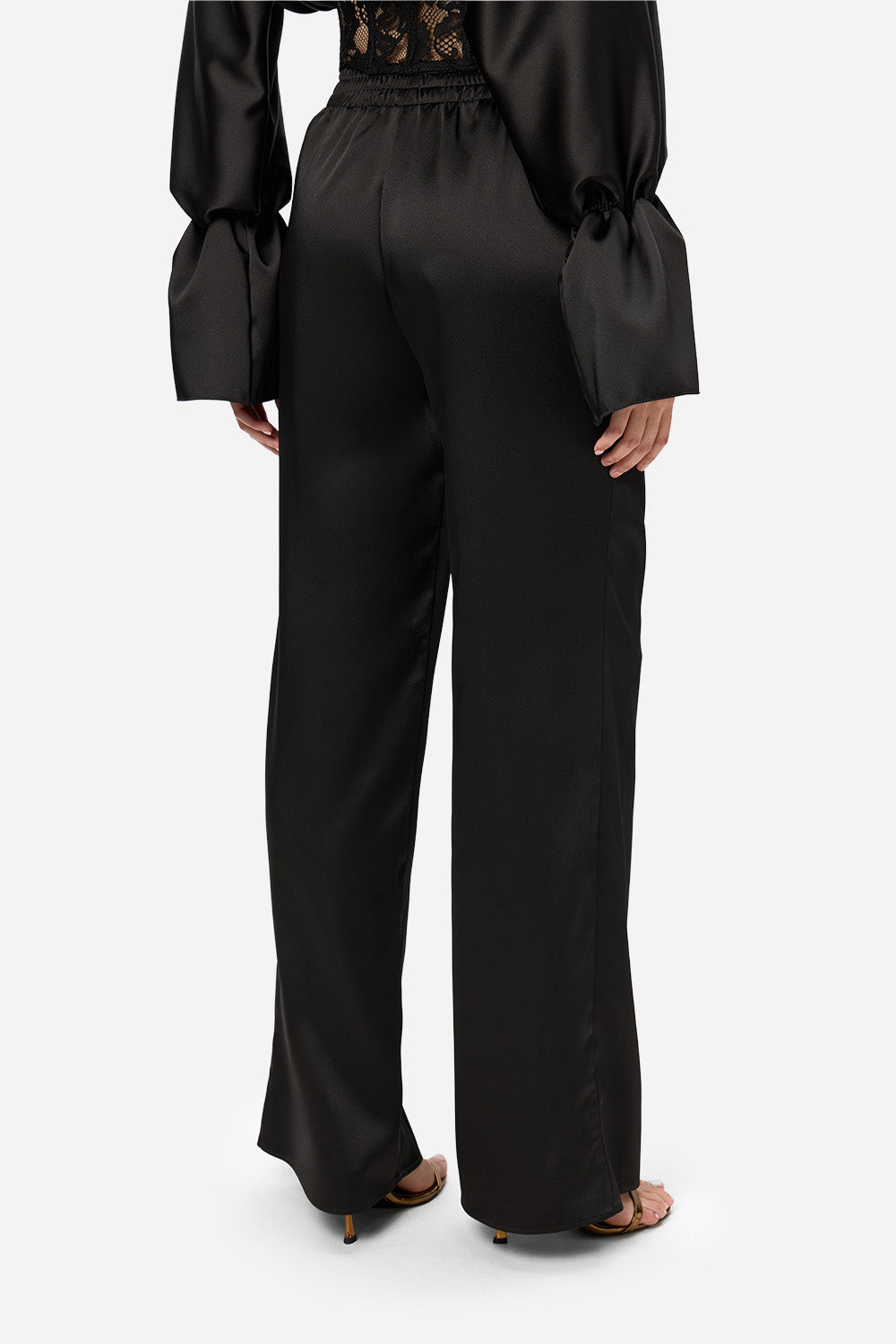 Karolina Satine Black Flared Pants