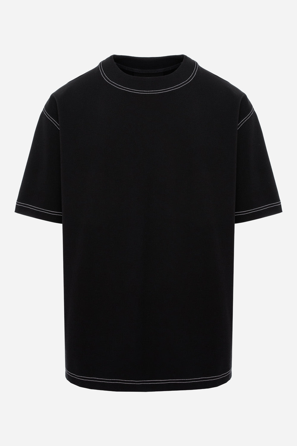 Khan Black T-shirt with decorative stitching