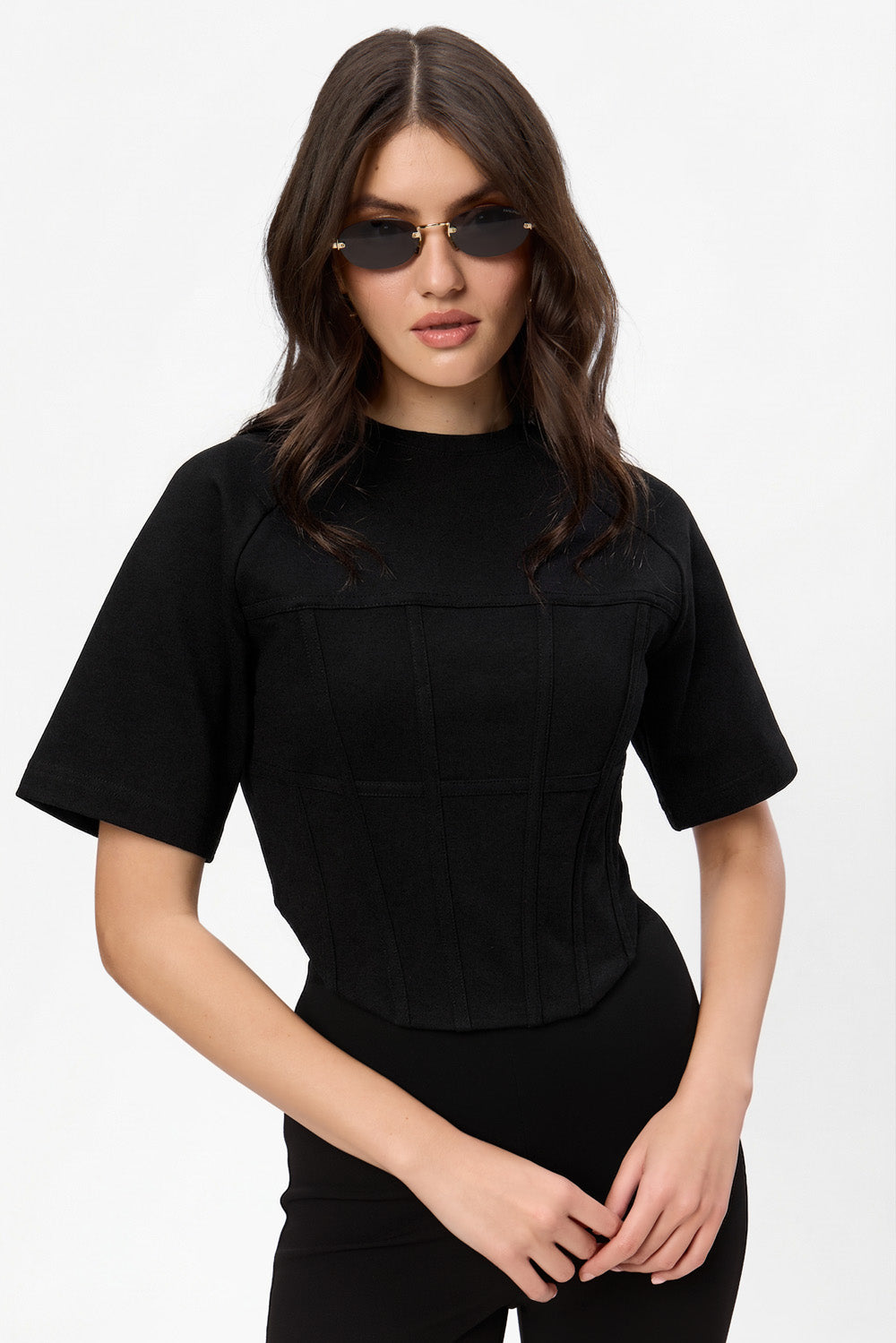 Beżowa koszulka La Perle z nadrukiem W