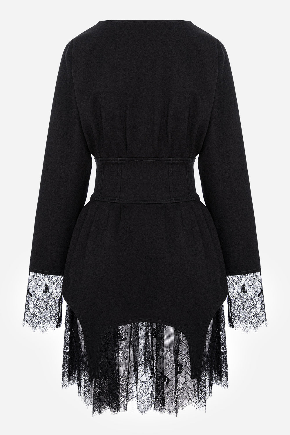 Czarna bluzka-sukienka Kaia z rękawami na gumkę i ukrytym zamkiem bocznym.