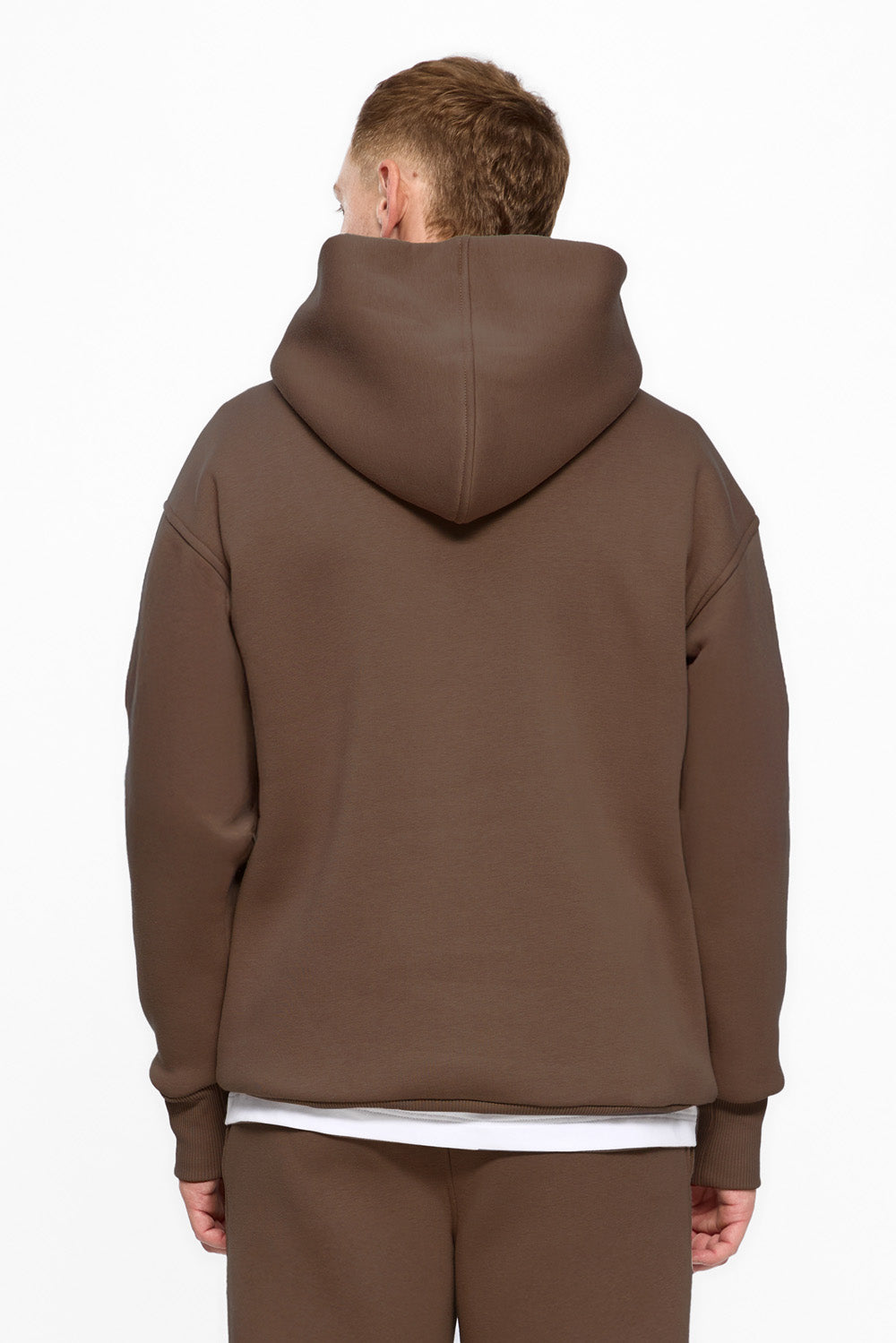 247 beige fleece Hoodie with decorative stitching