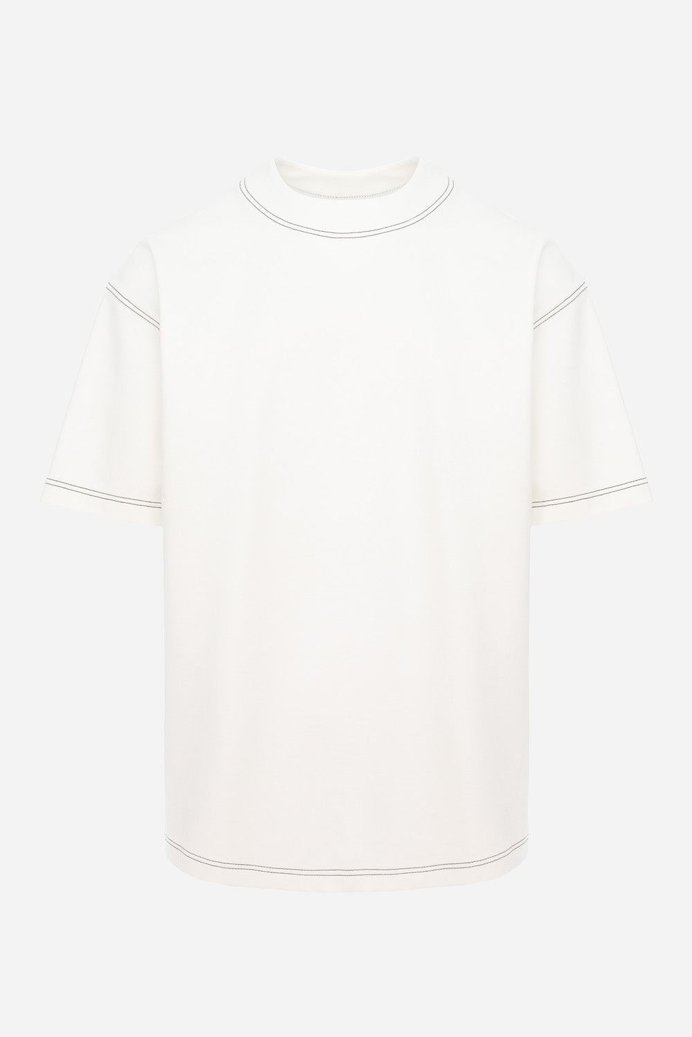 Khan Off-White T-shirt with decorative stitching