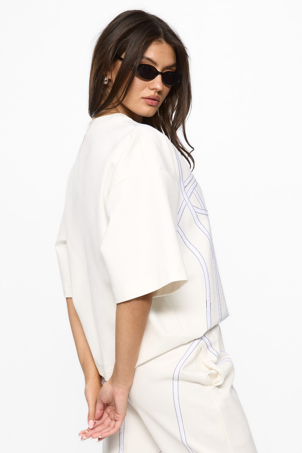 Karo Off-White Stitched Corset T-shirt