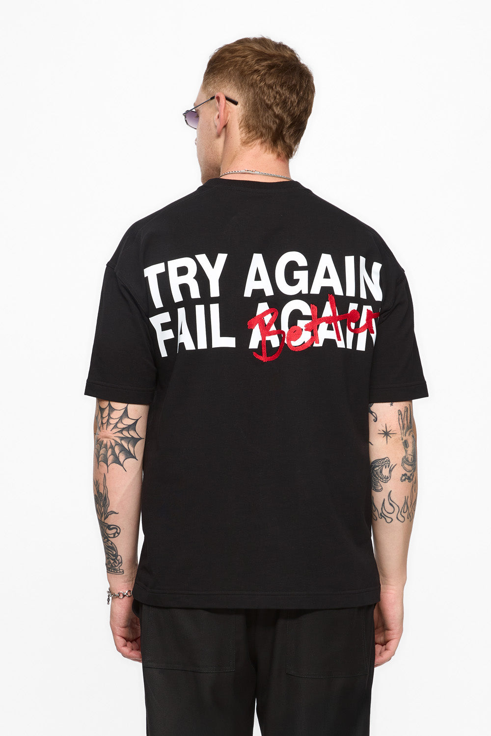 Fail Fail  Printed and embroidered  Black T-Shirt