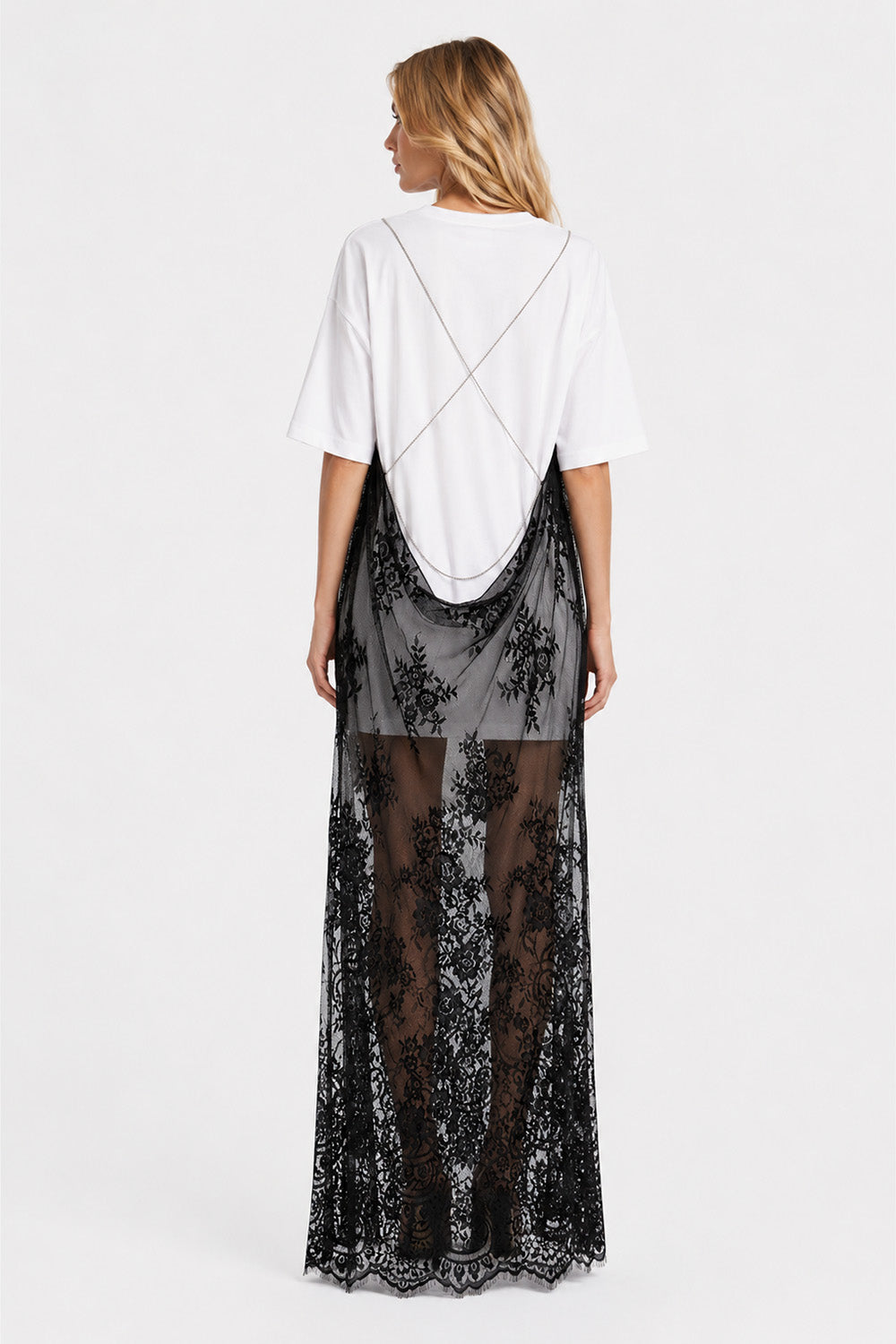 Negligee v2 double-layered Lace White Dress
