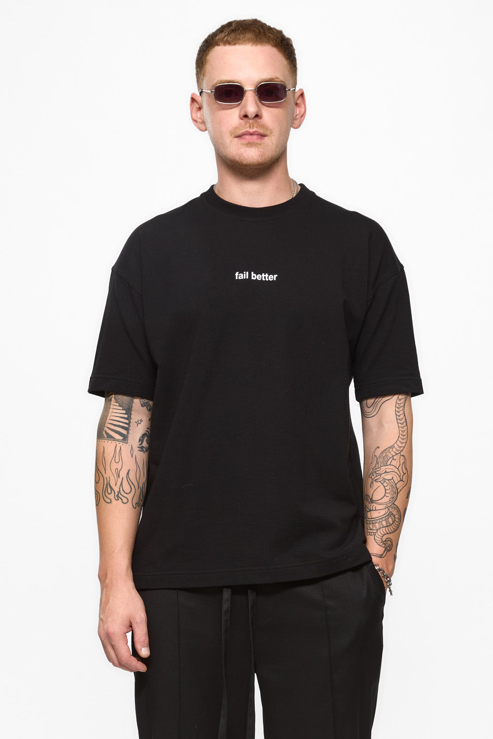 Fail Fail  Printed and embroidered  Black T-Shirt