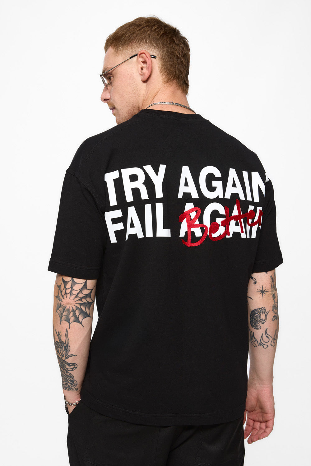 Fail Fail  Printed and embroidered  Black T-Shirt
