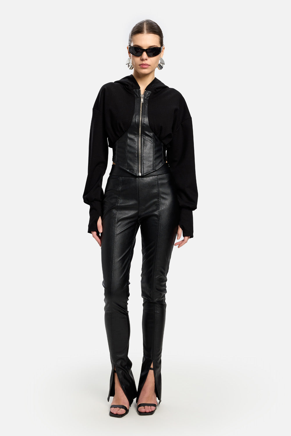 Karol split leather leggings