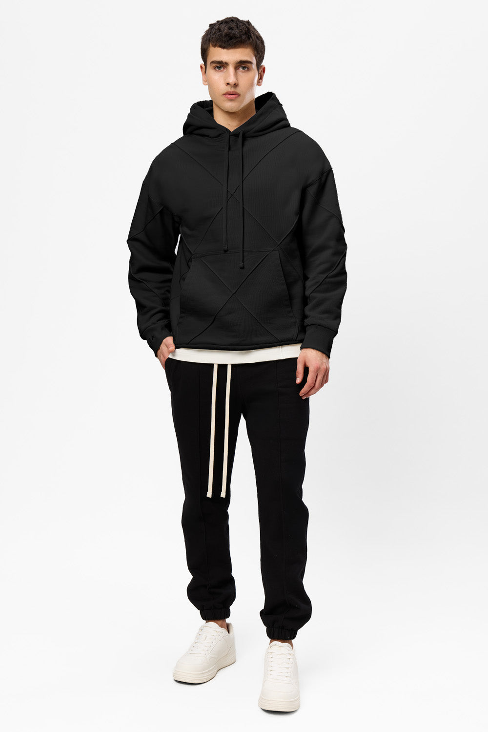 Diamond Black Cotton Hoodie