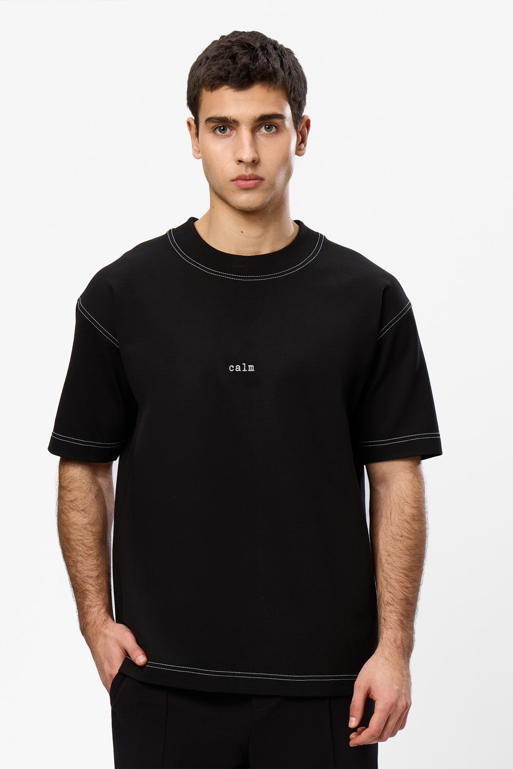 Calm 2.0 embroidered Black T-shirt