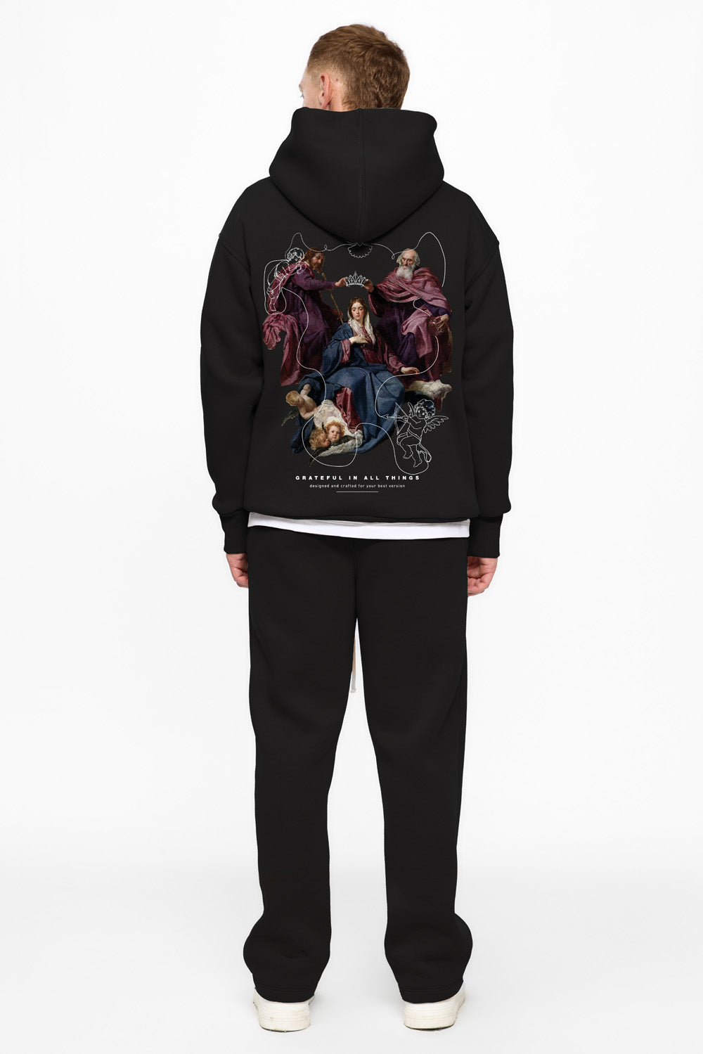 Saint Black printed fleece Hoodie