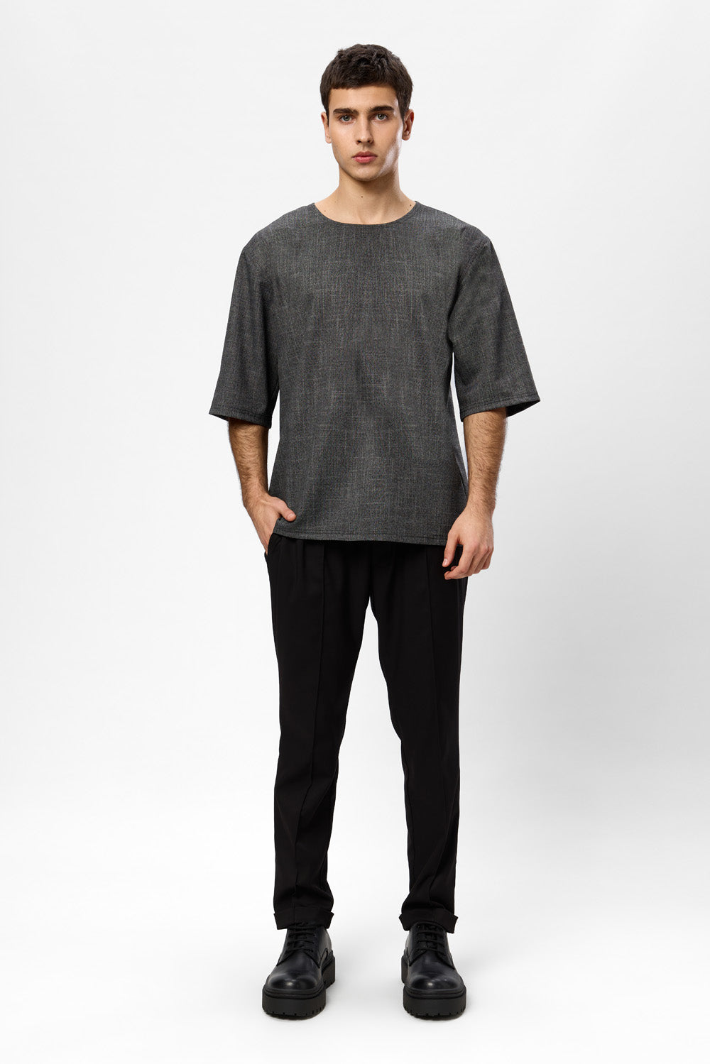 Thom black melange cloth T-shirt