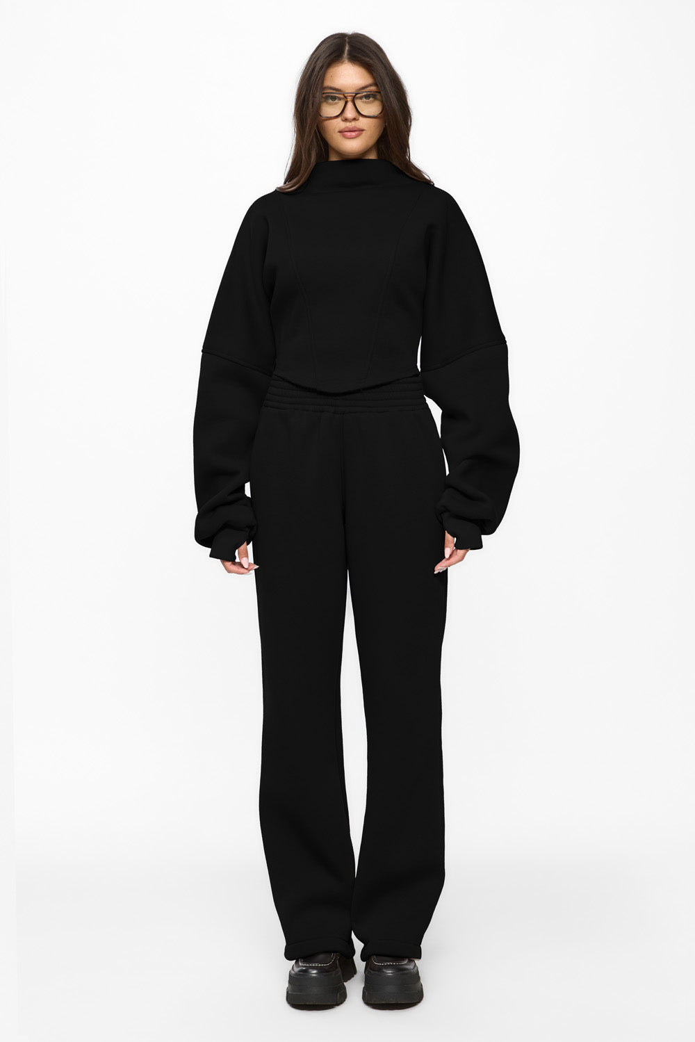 Goddess Black Flared fleece Pants