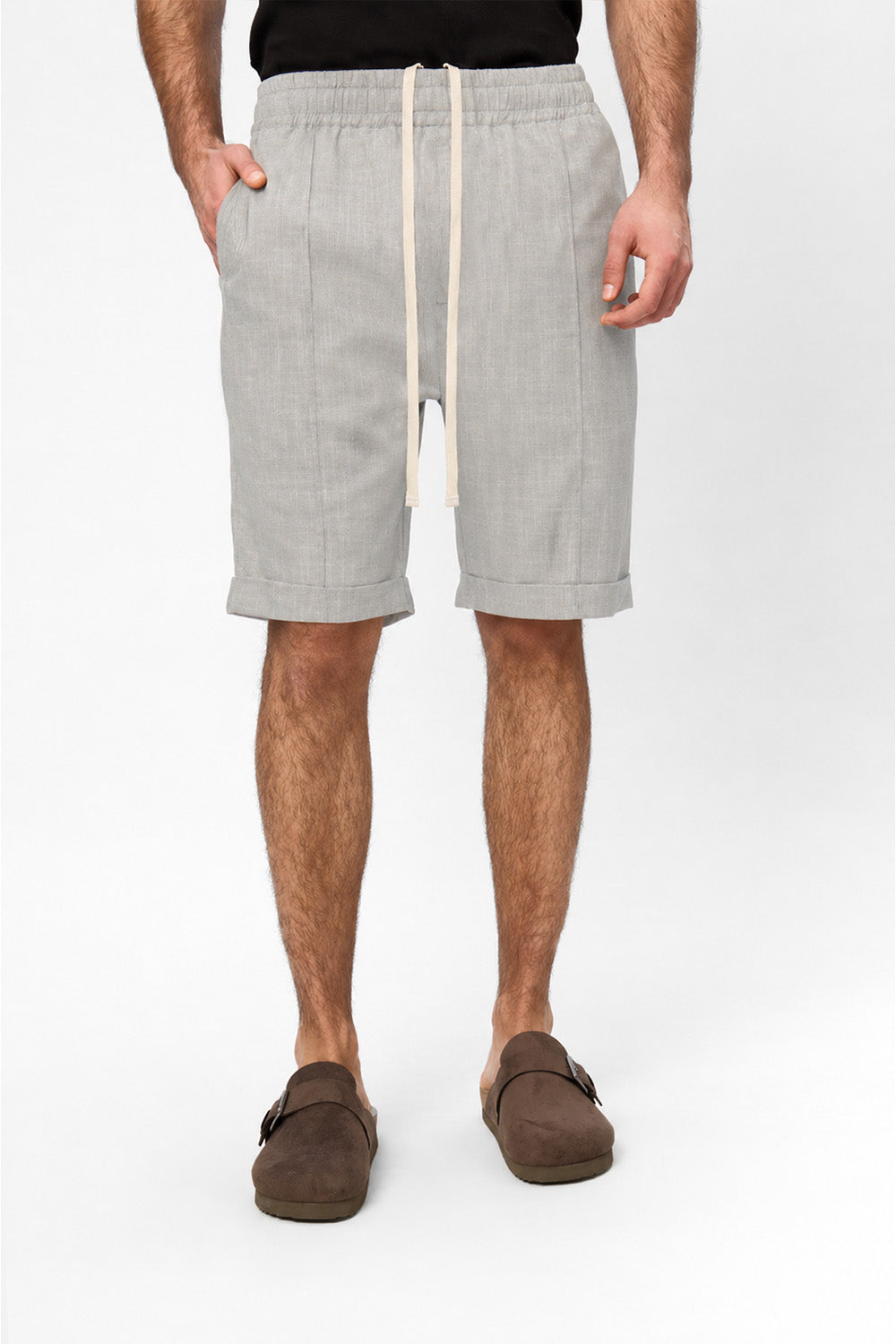 Thomas Grey Melange Cloth Shorts