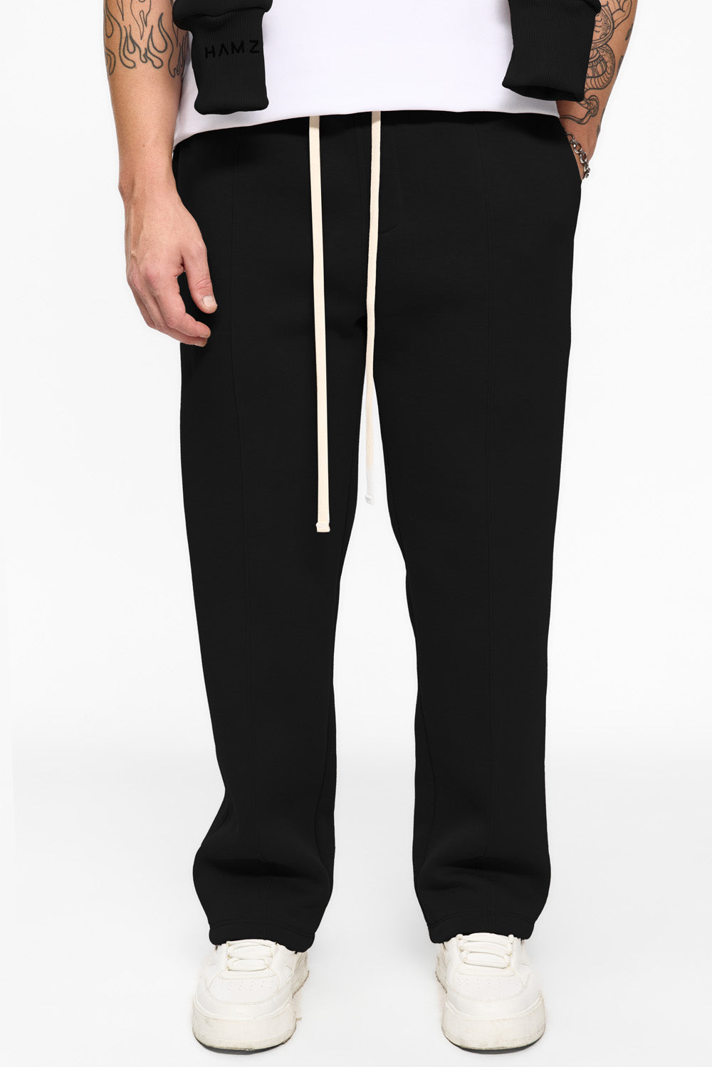 247 fleece Black sweatpants with decorative stitching