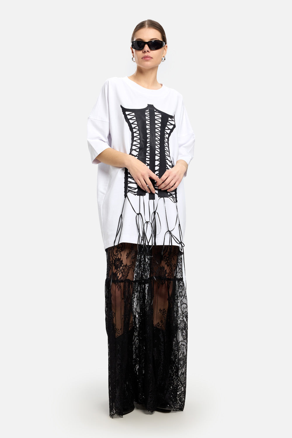 Snowflake black laces skirt