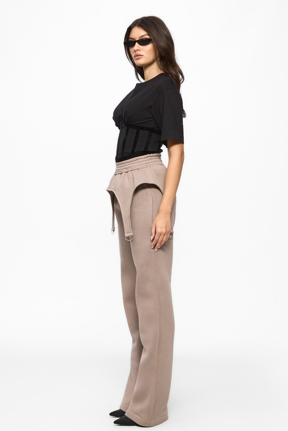 Goddess Beige with garter straps fleece Pants