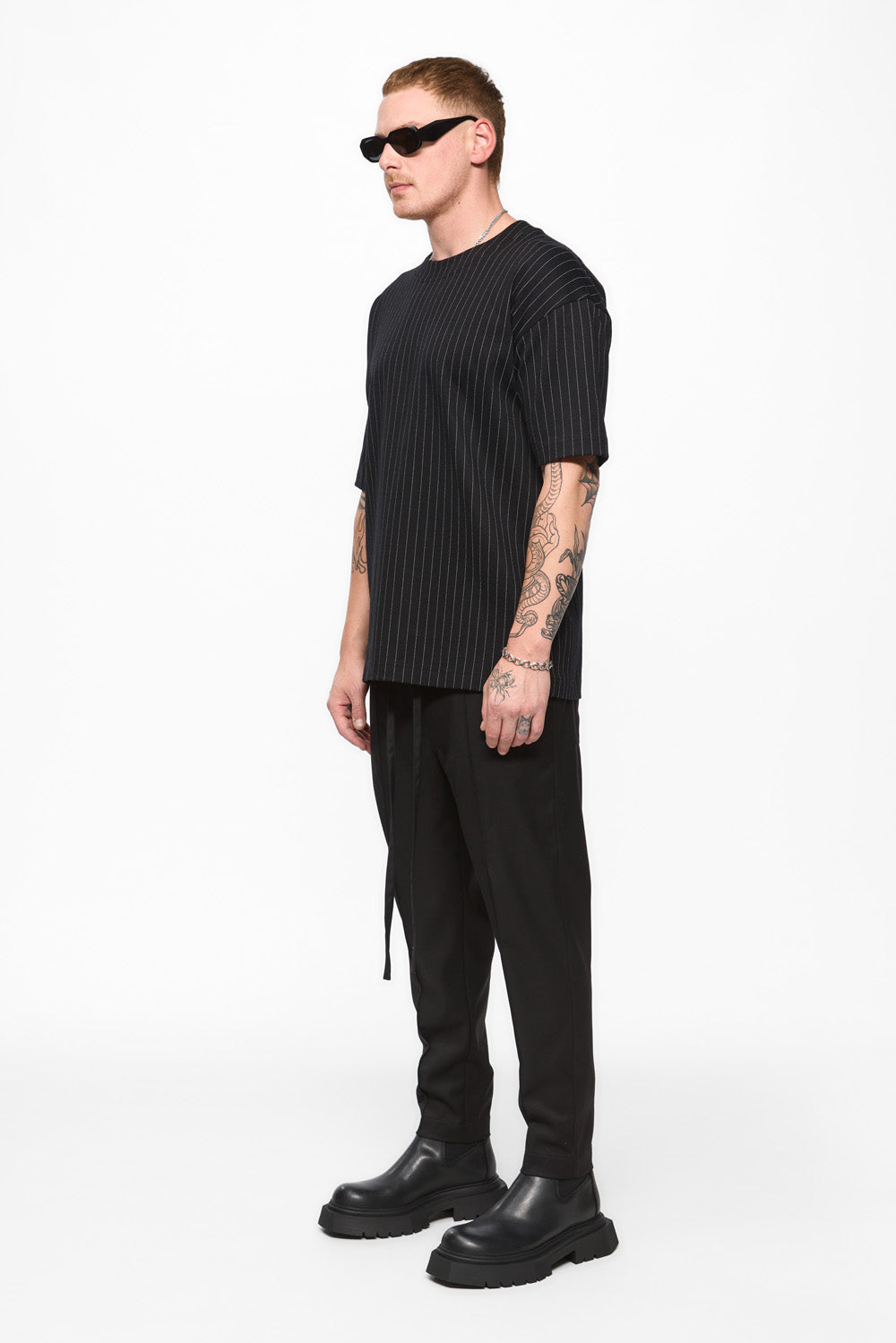 Black striped T-shirt