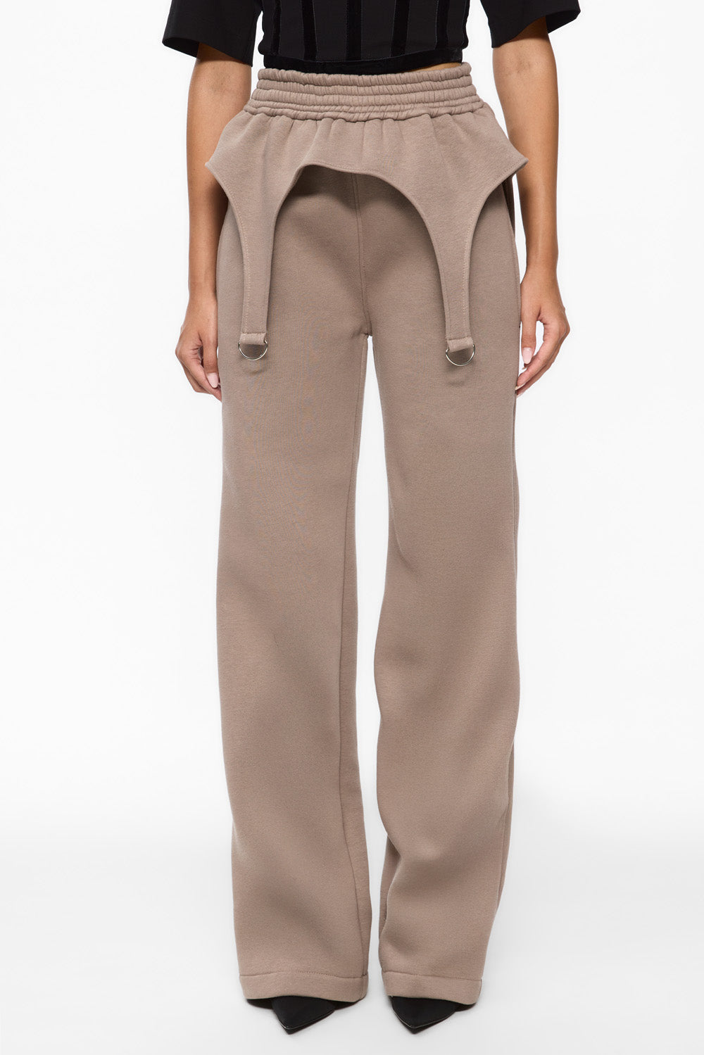 Goddess Beige with garter straps fleece Pants