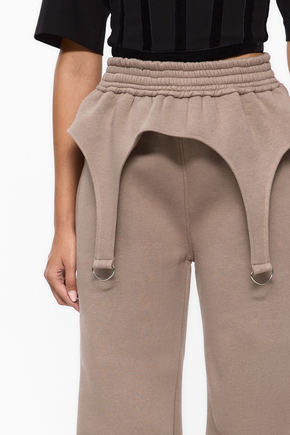 Goddess Beige with garter straps fleece Pants
