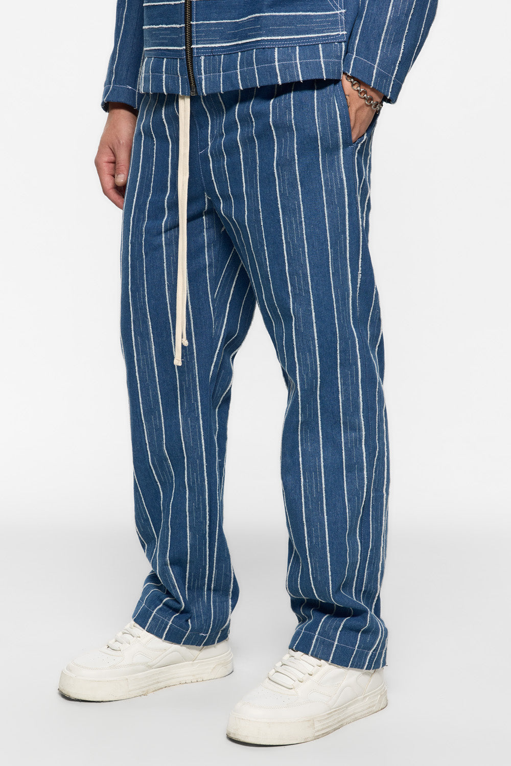 Seven denim pants from Atelier Hamza.  blue pinstripe p