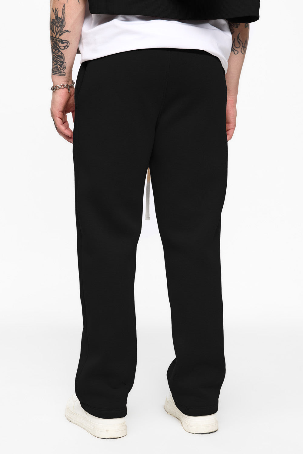 247 fleece Black sweatpants with decorative stitching