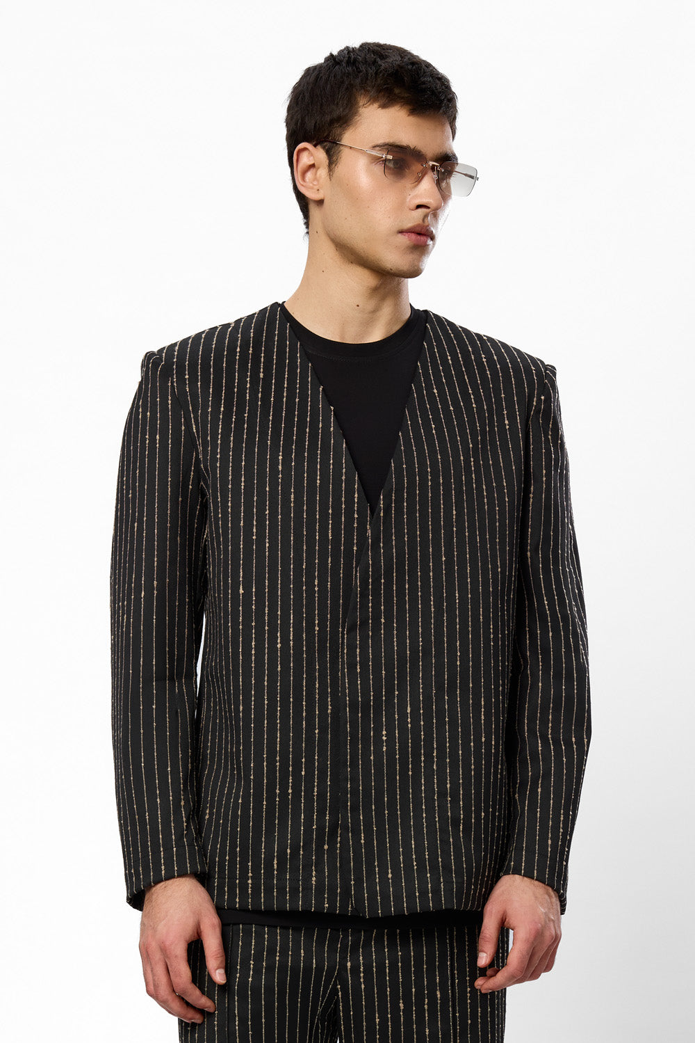 247 Black Striped Blazer