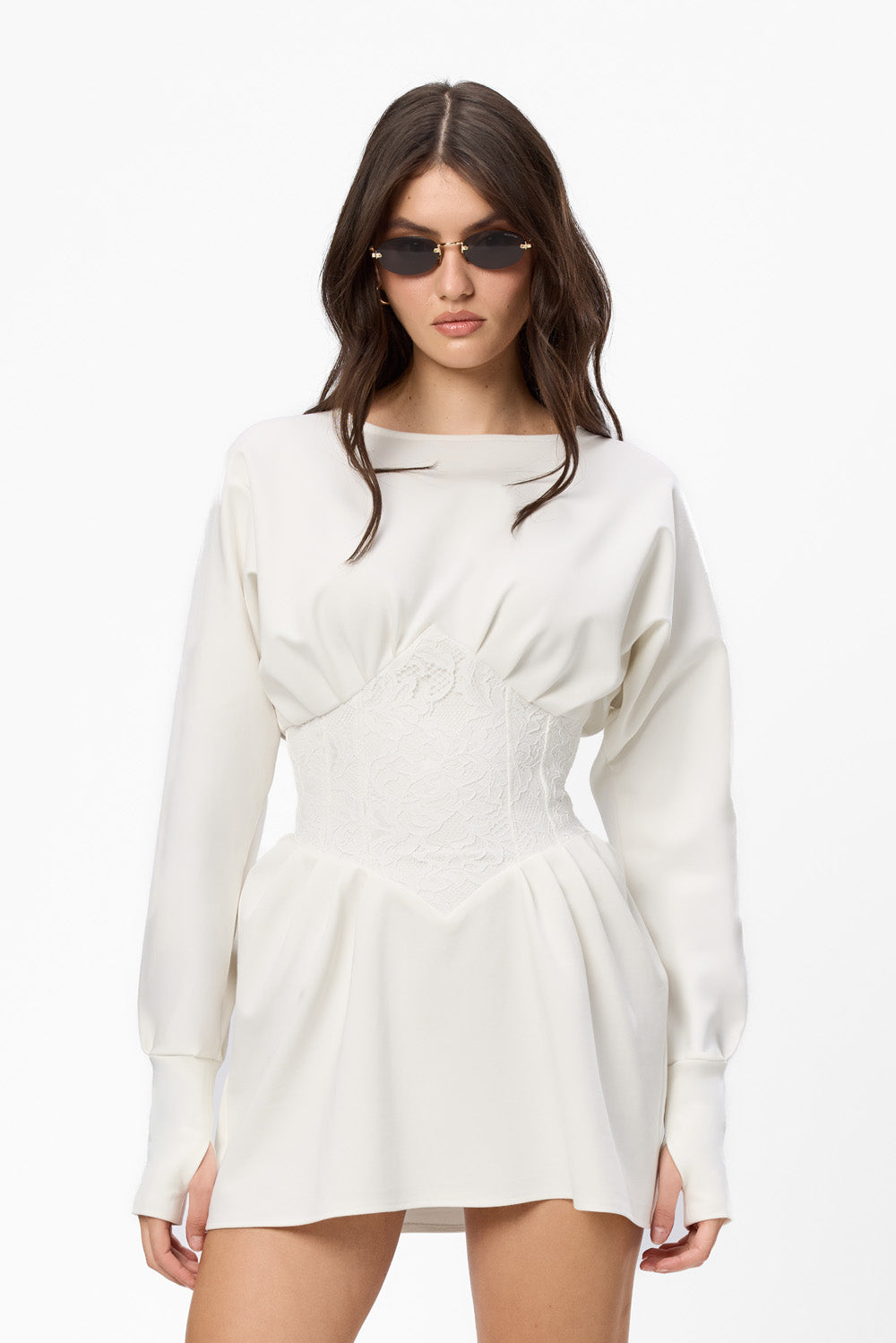 Nyssa Black Dress with sheer lace corset