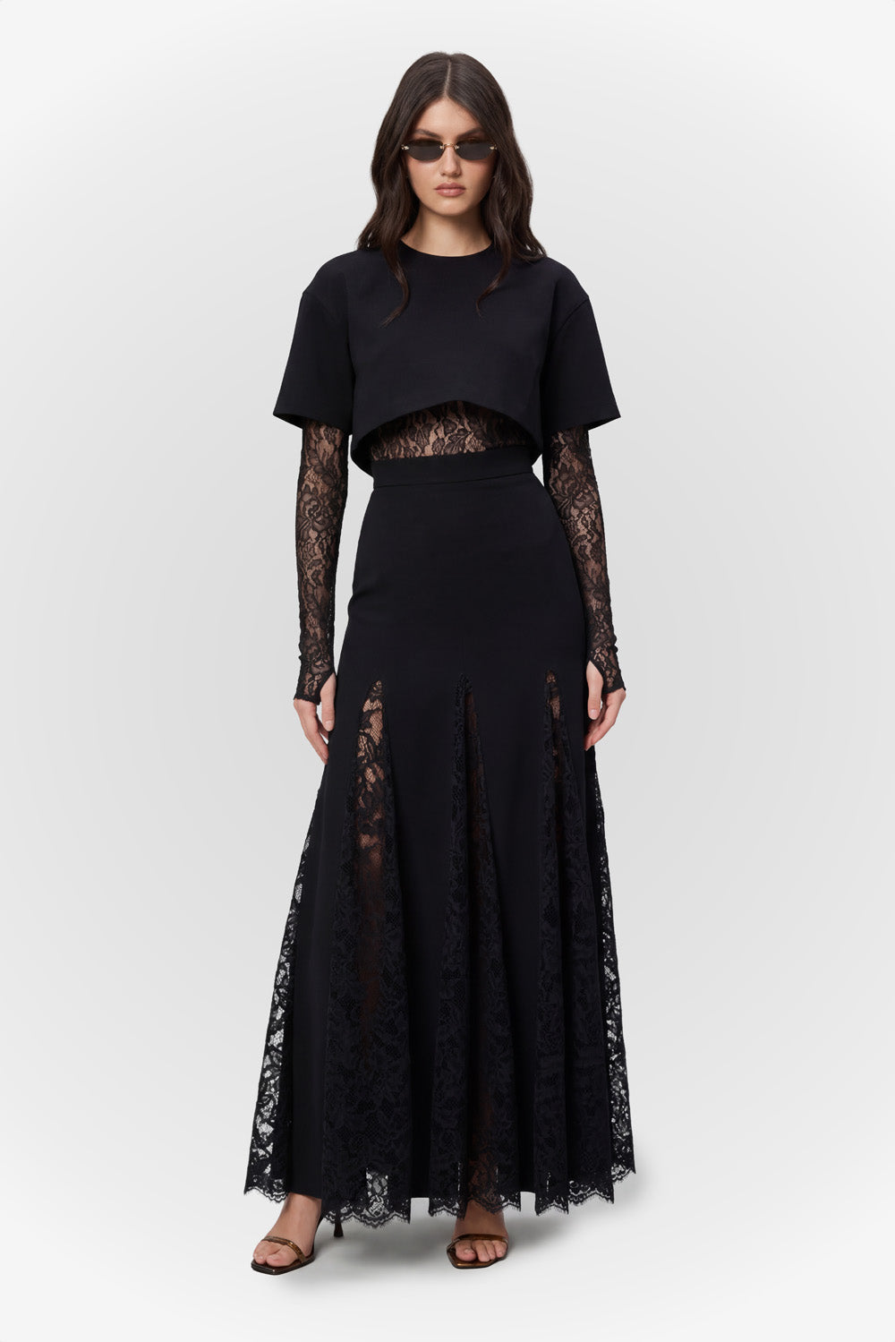 Osaka Black Top with sheer lace Body