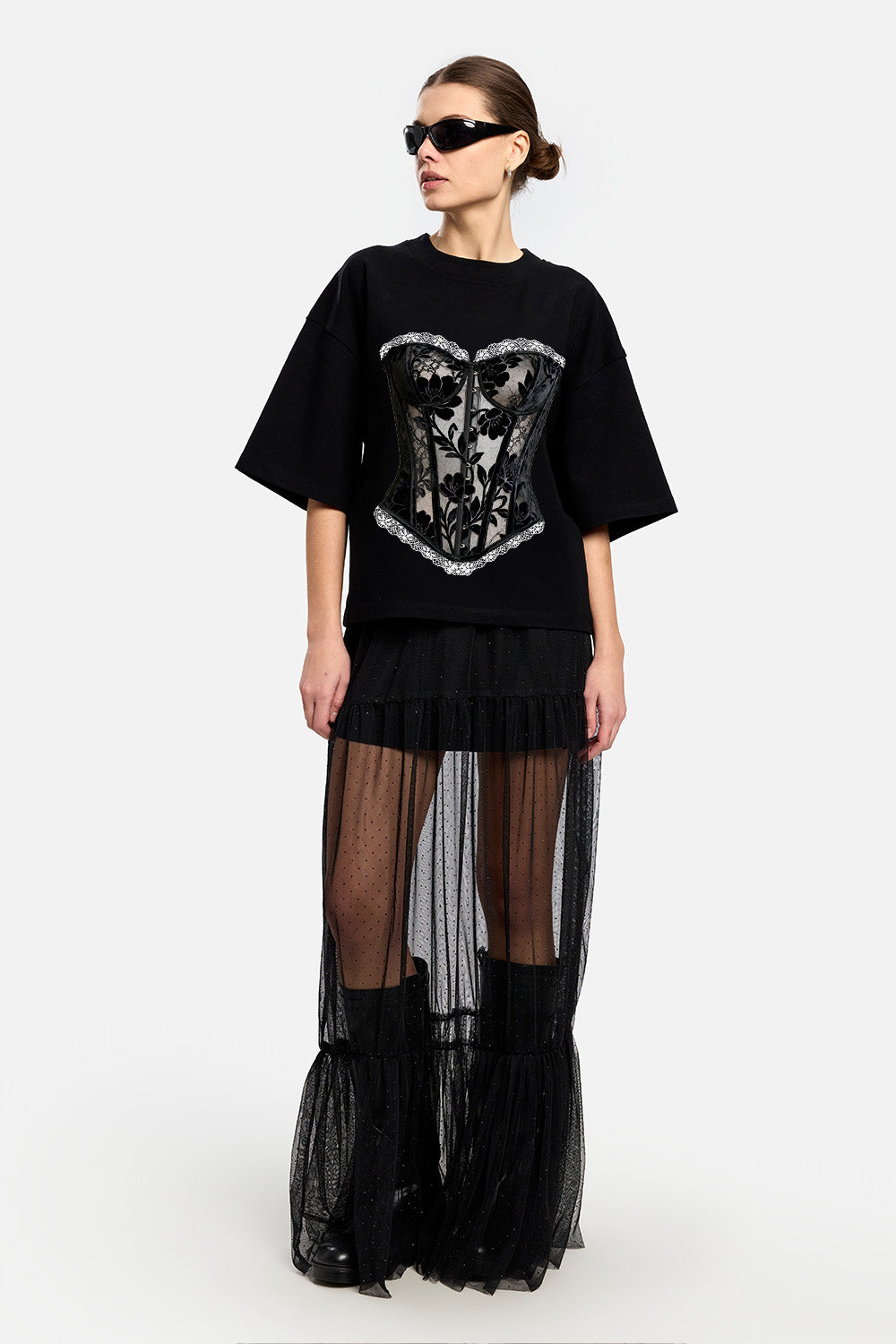 Couture printed Black T-Shirt
