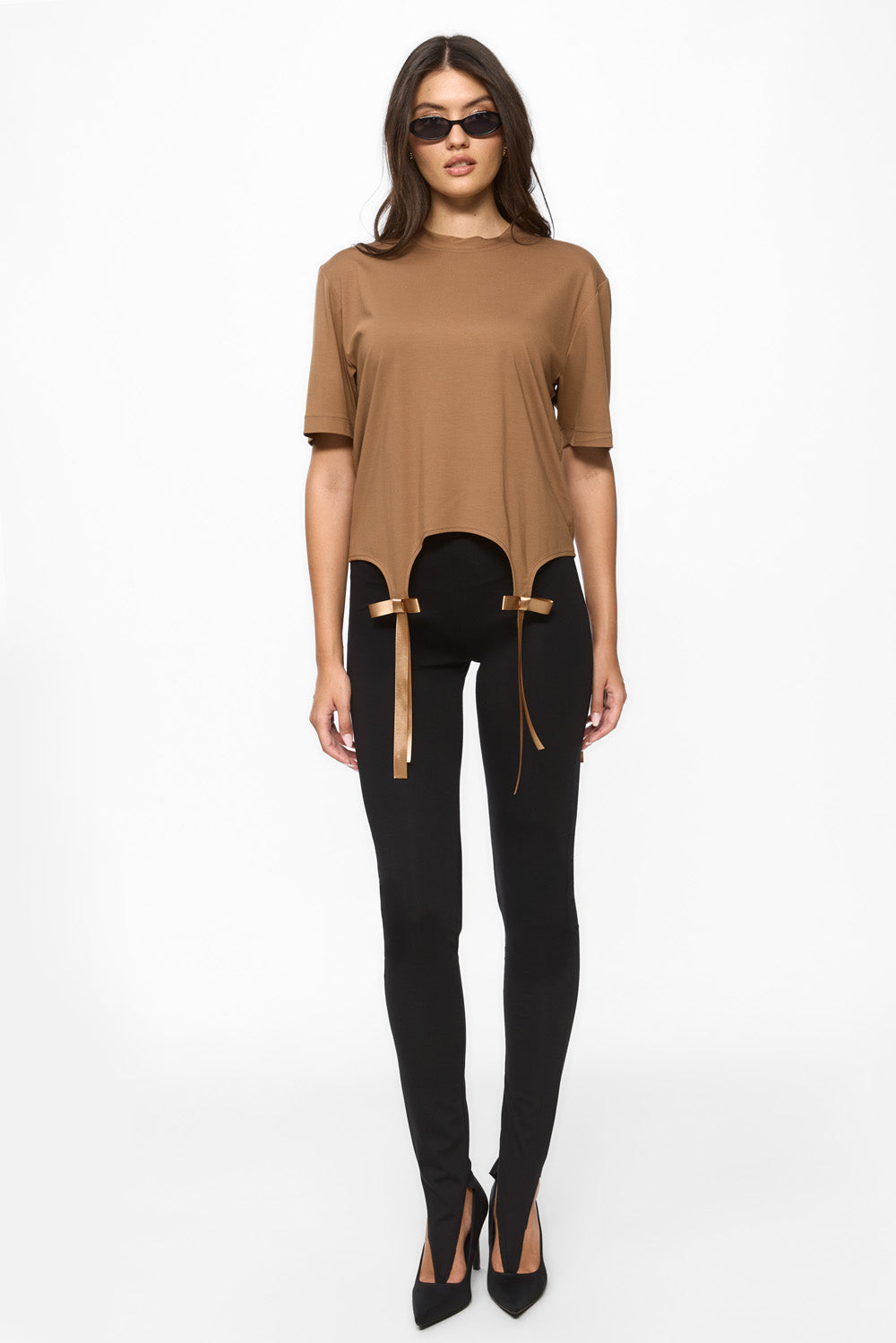 Charme Chocolate T-shirt with hand applied bows