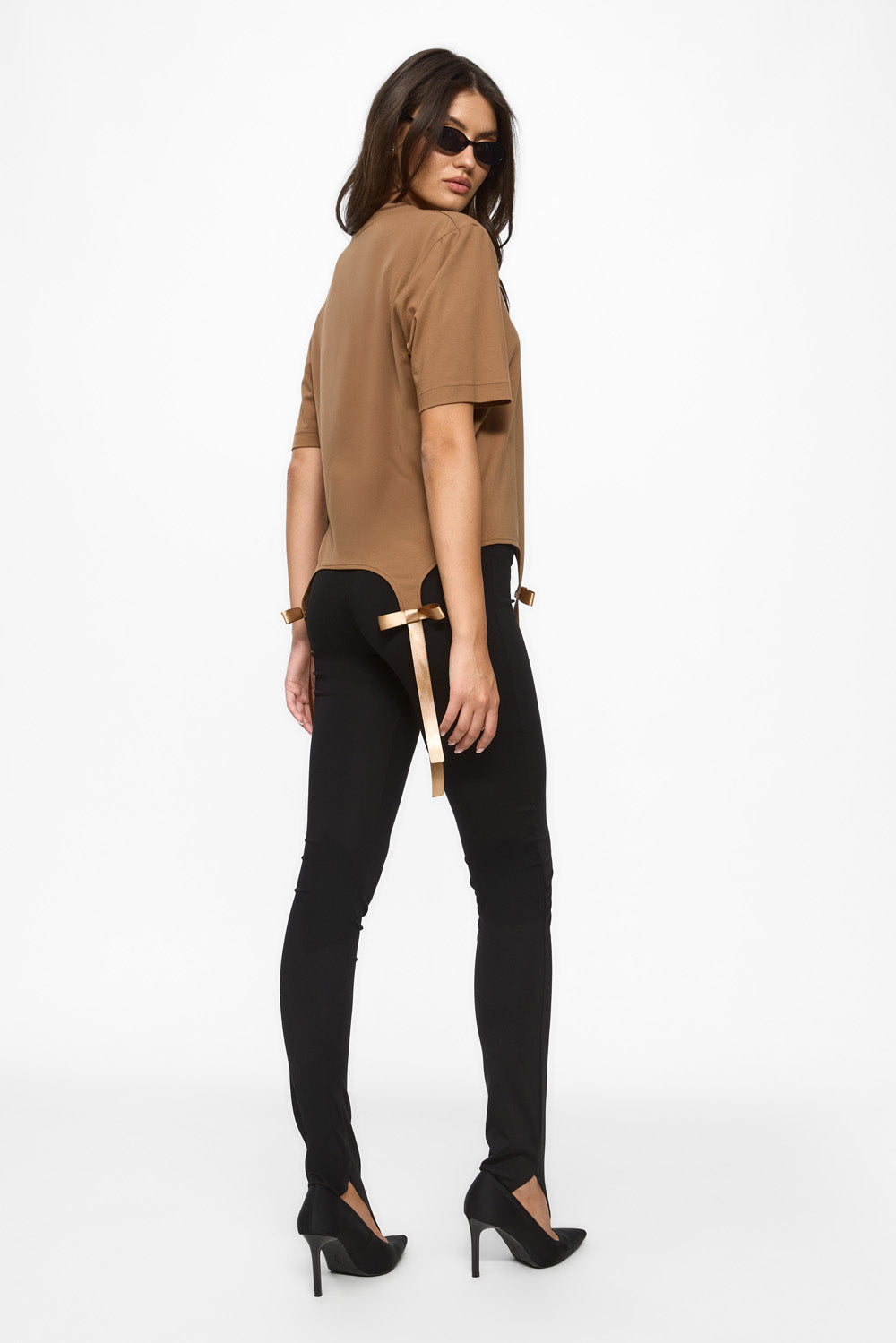 Charme Chocolate T-shirt with hand applied bows