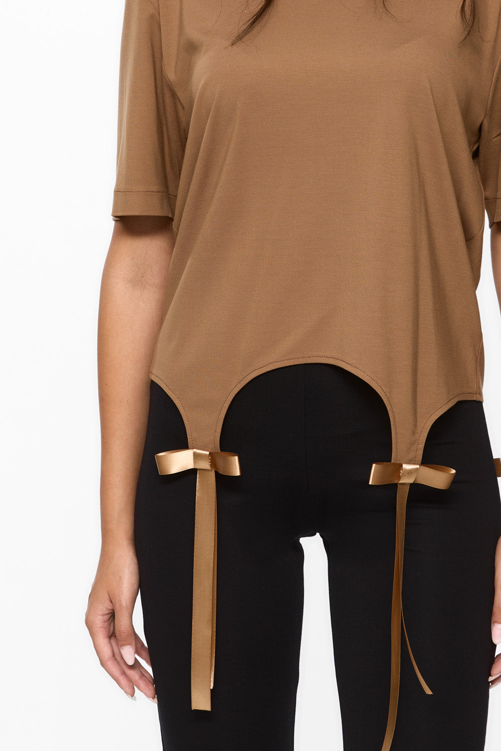 Charme Chocolate T-shirt with hand applied bows