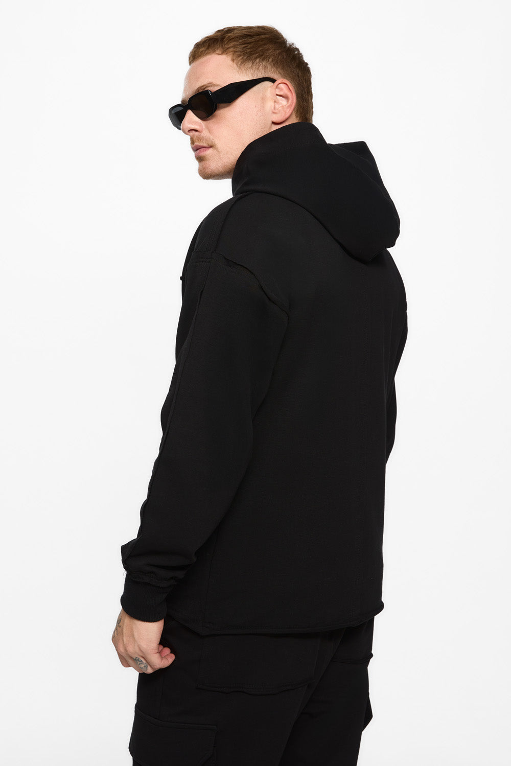 Crudo 2.0  Black Unfinished edges Hoodie