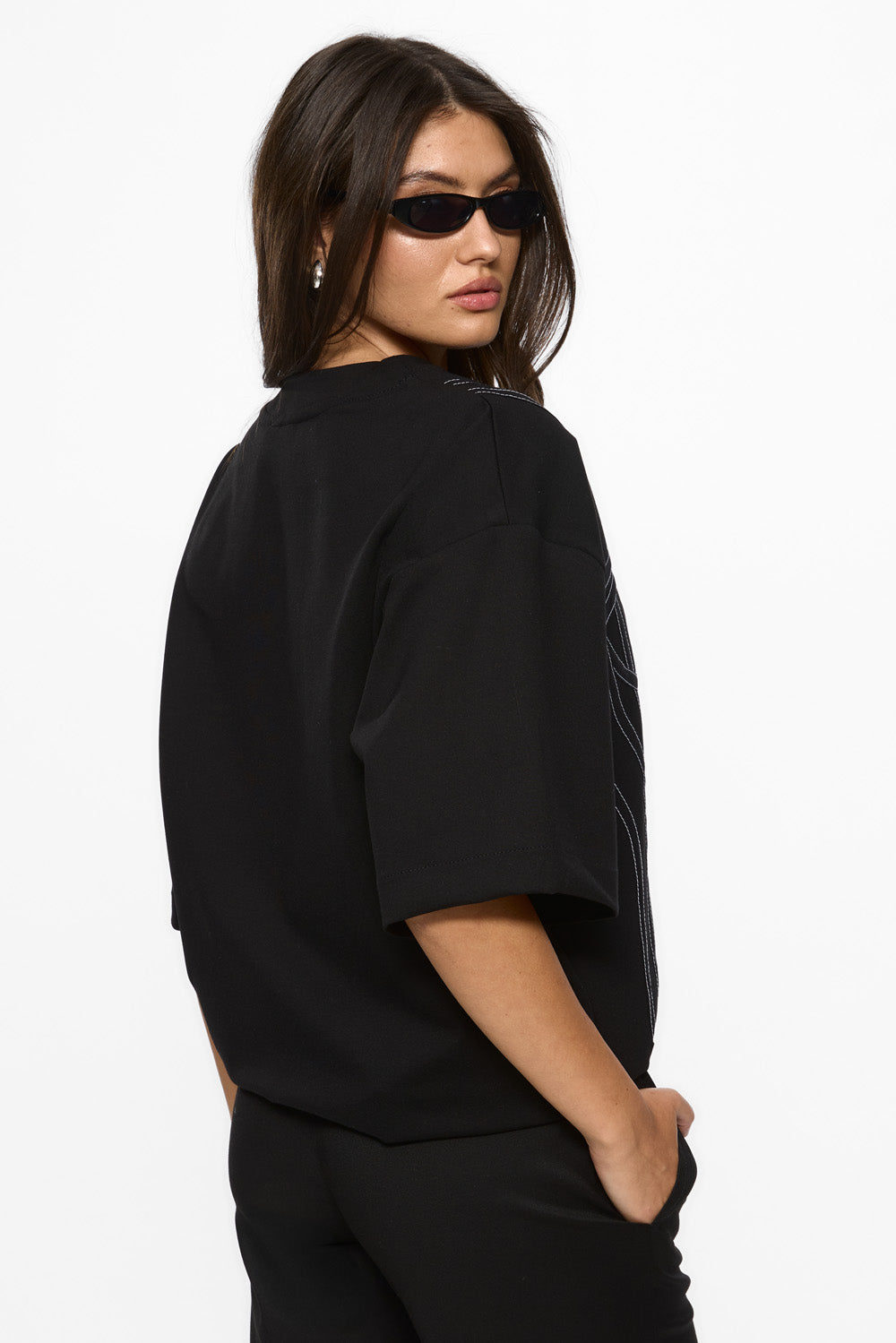 Karo Black Stitched Corset T-shirt