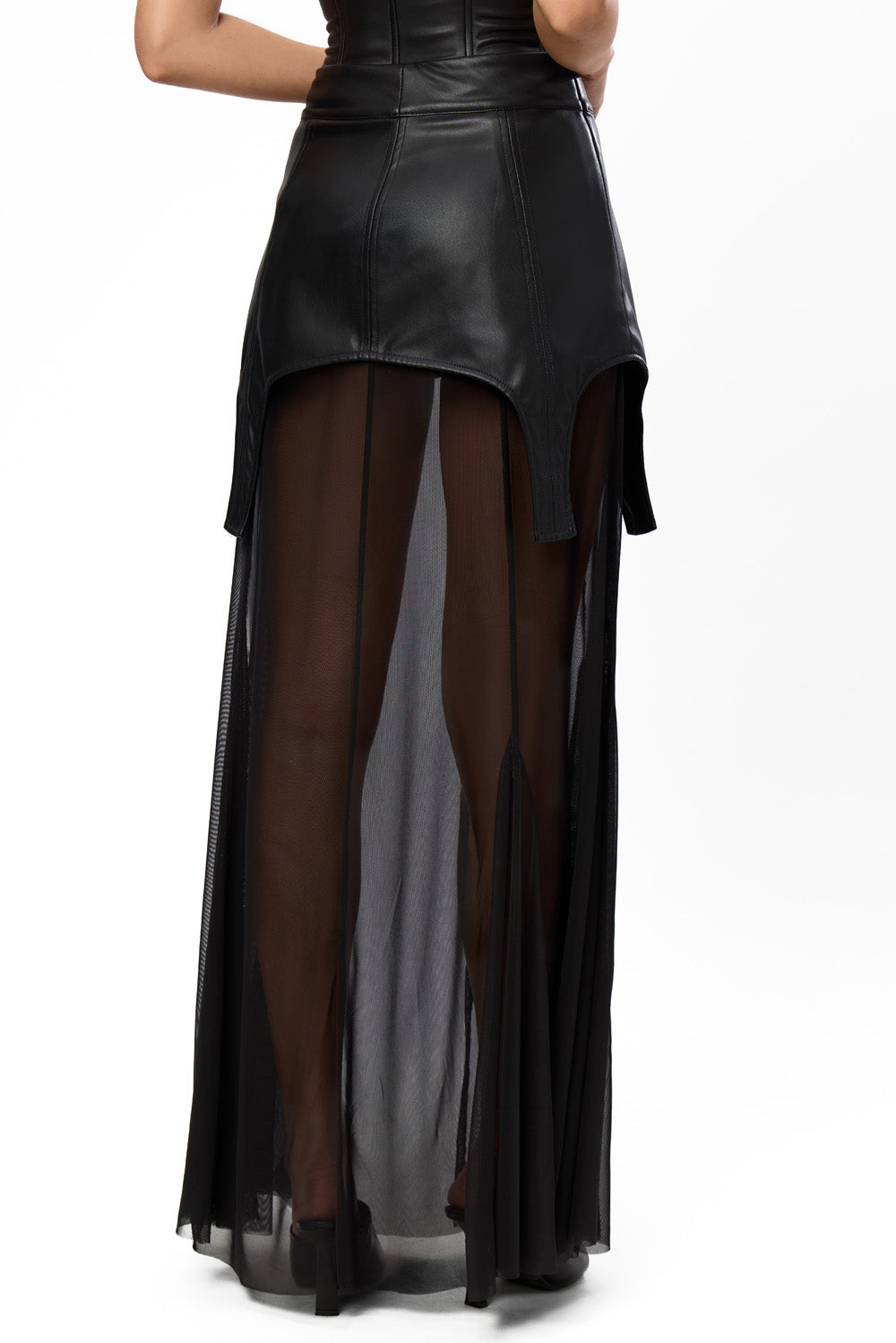 Siren black leather skirt