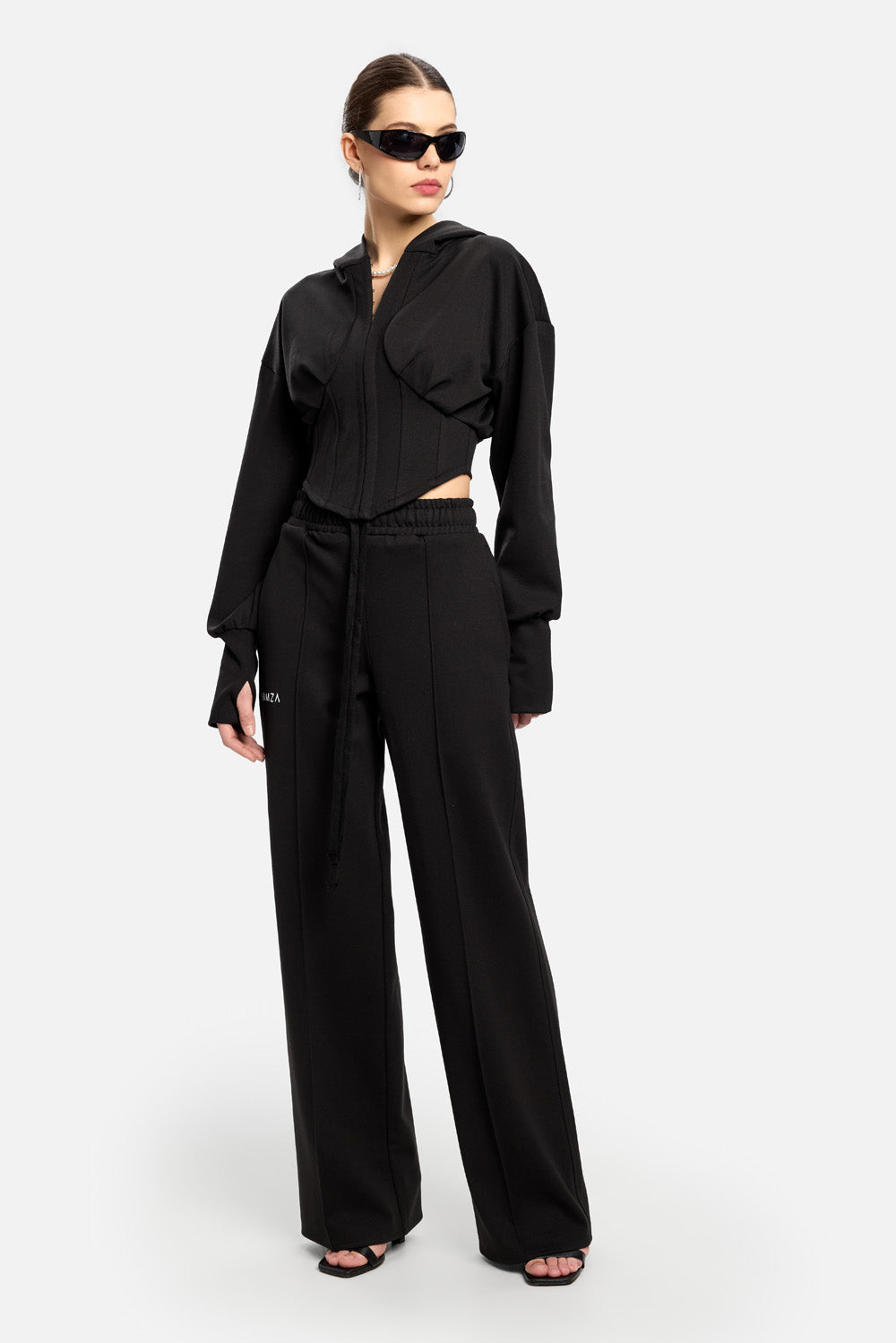 Hanorac Karol cu corset| Femei | Negru  | Stil Modern & Elegant | Confort & Funcționalitate | Atelier Hamza