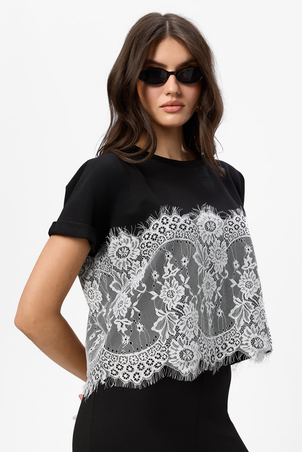 Muse V2 Black T-Shirt with sheer lace