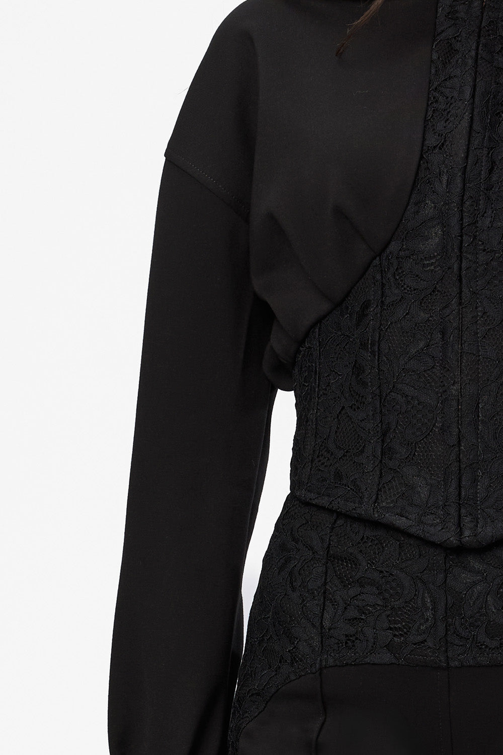 Czarna bluza z kapturem Karol z gorsetem