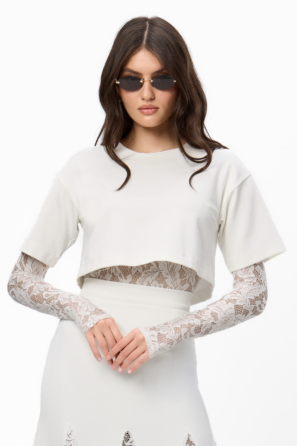 Osaka Off-White Top with sheer lace Body