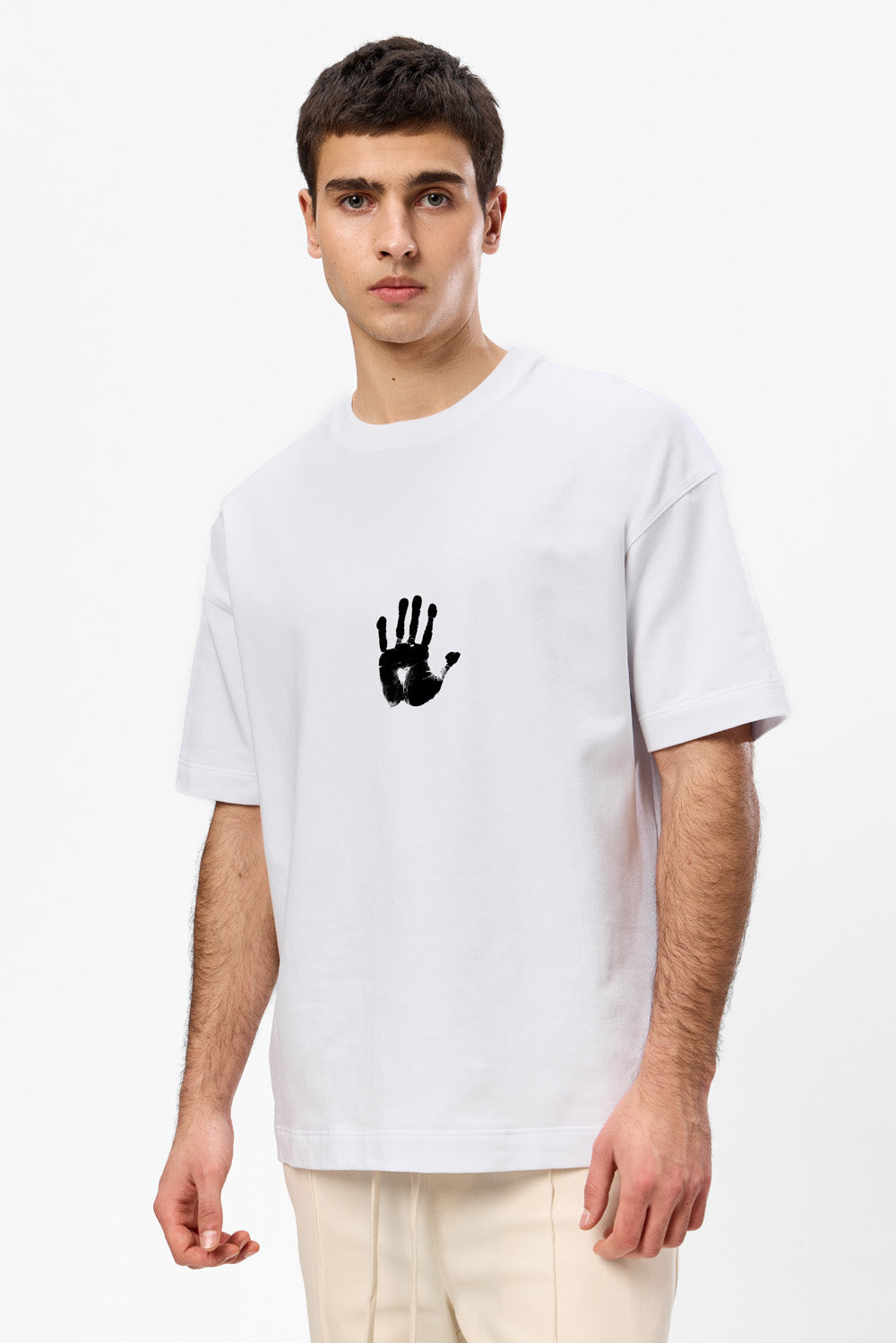 Hands printed white t-shirt