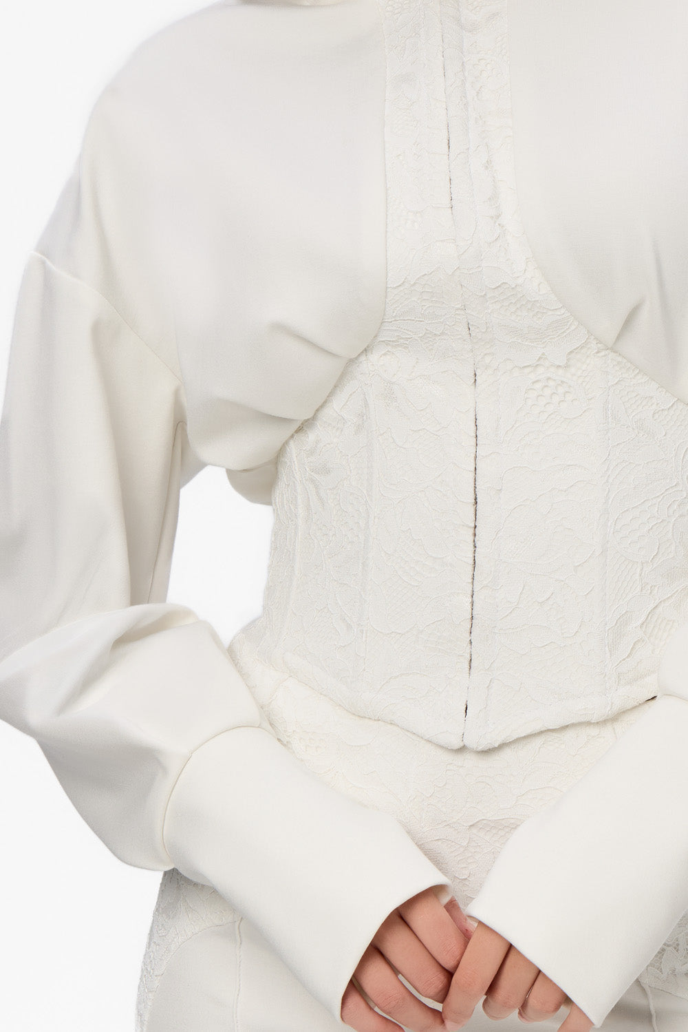 Czarna bluza z kapturem Karol z gorsetem