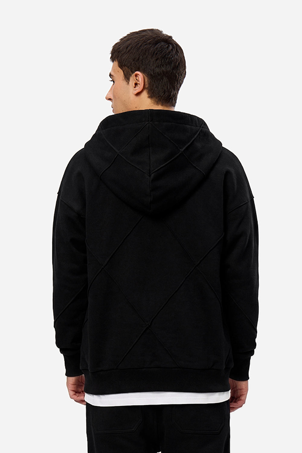 Czarna bluza z kapturem Crudo z niedokończonymi krawędziami