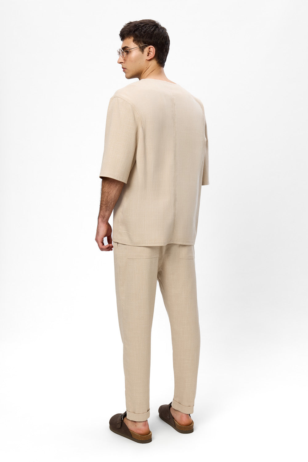 Thom beige melange cloth T-shirt