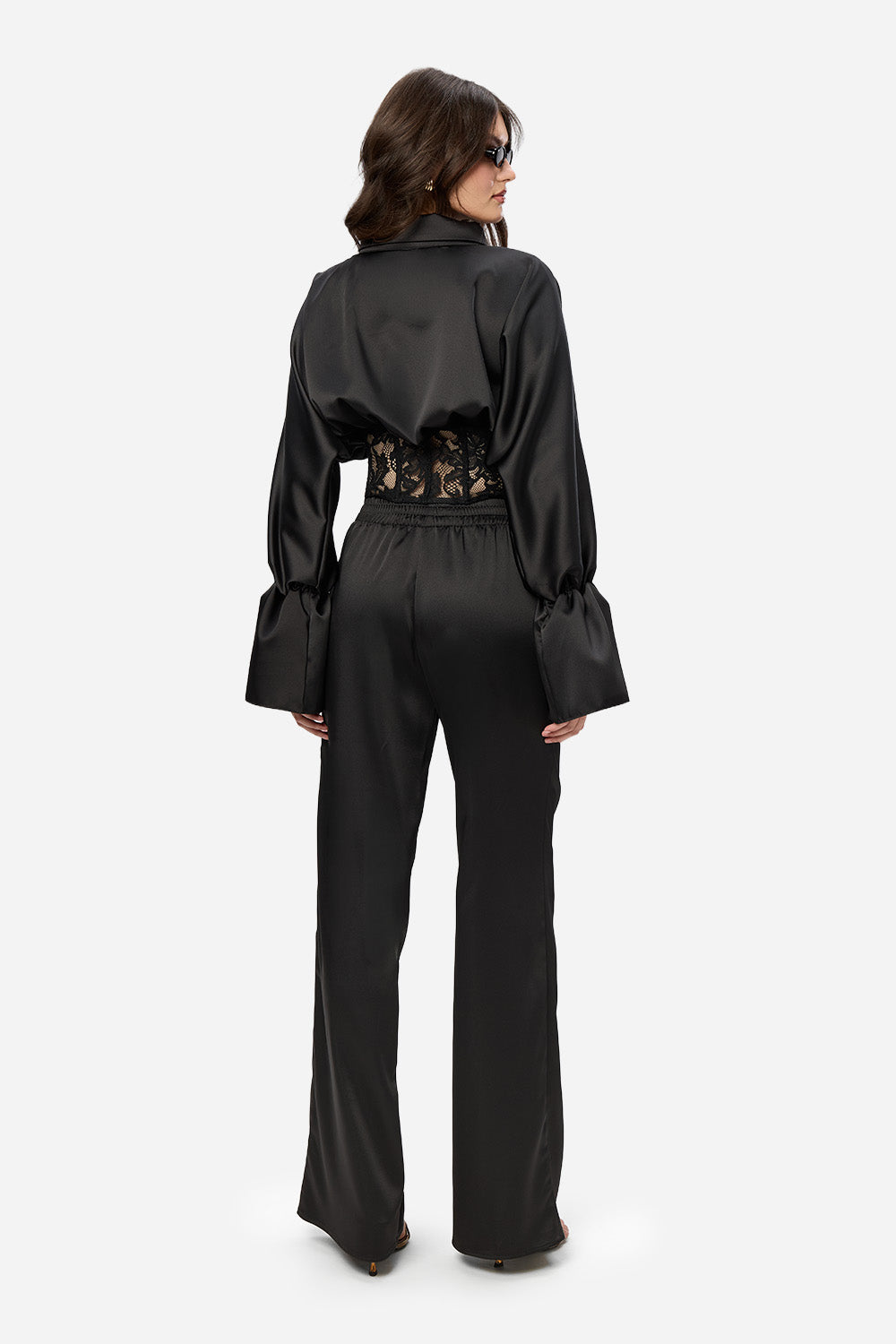 Karolina black Top with a sheer lace corset