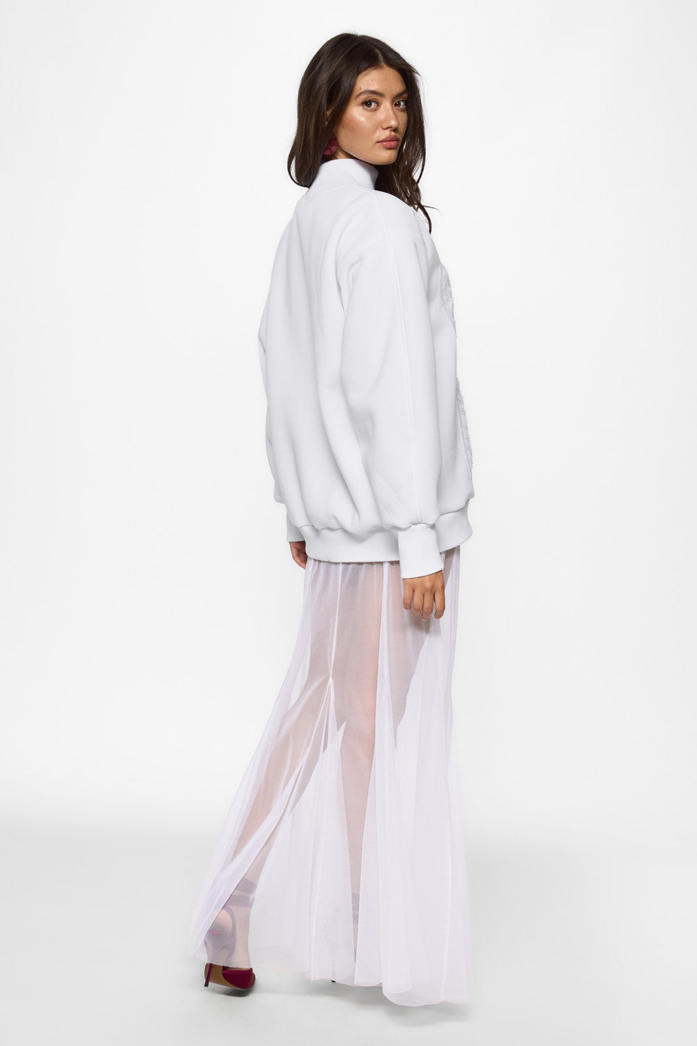 La Perle White fleece Turtleneck