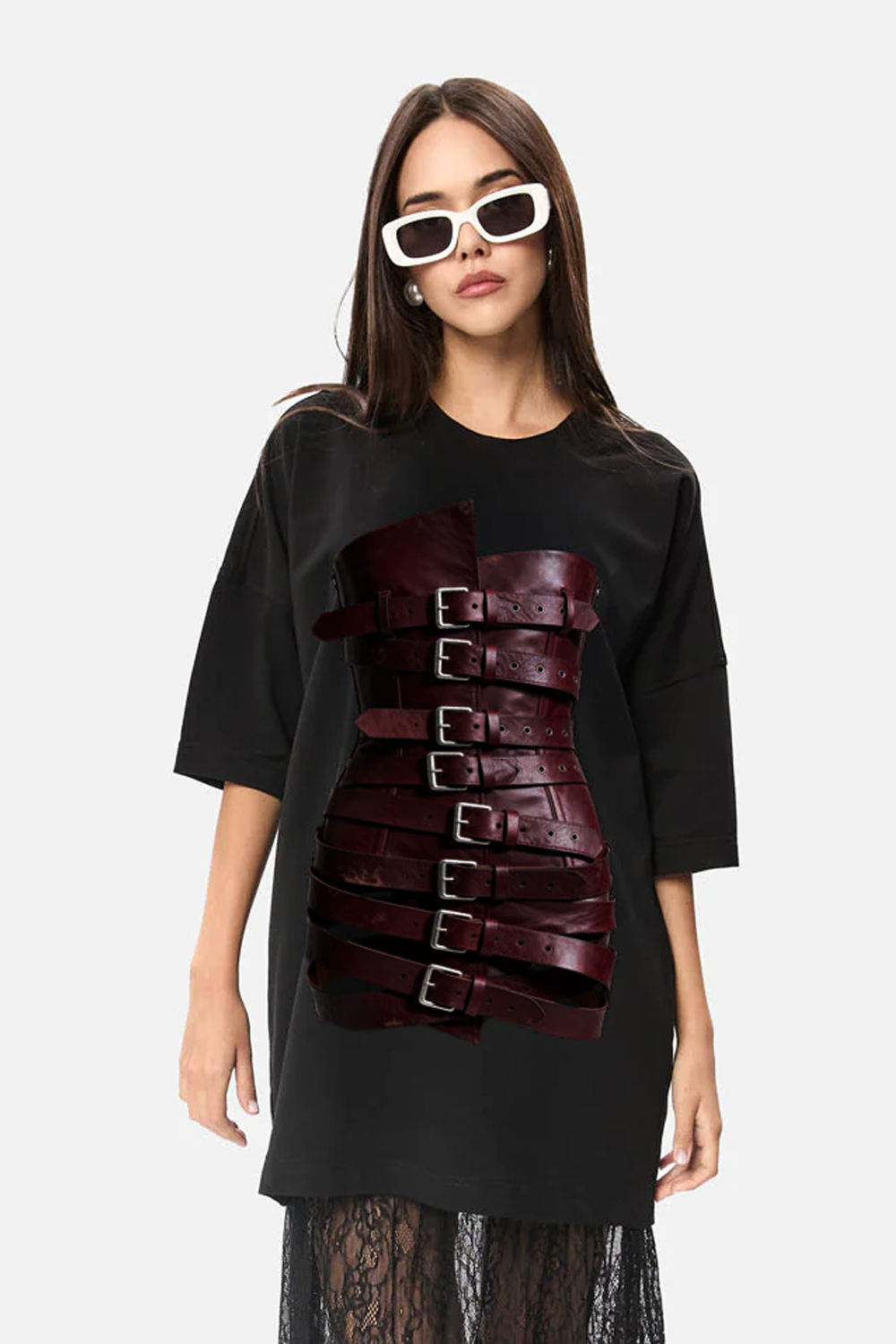 Sukienka T-shirt Bandana z nadrukiem gorsetu