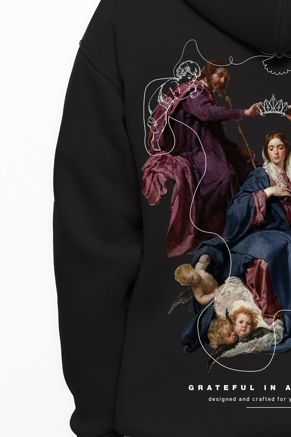 Saint Black printed fleece Hoodie