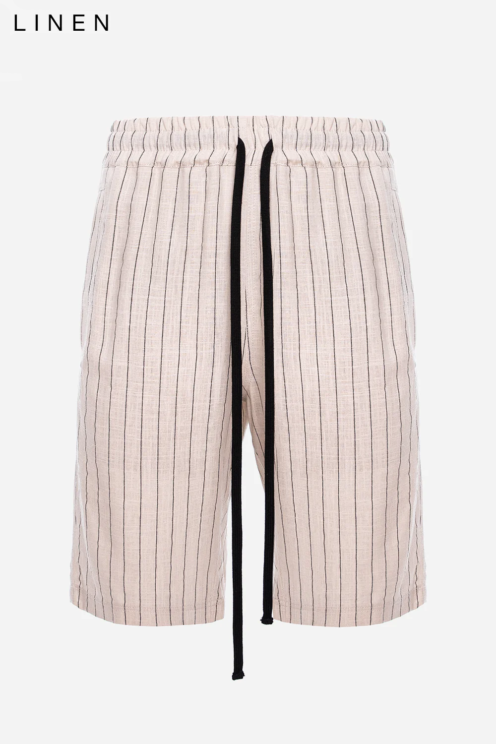 Monaco linen striped cream shorts