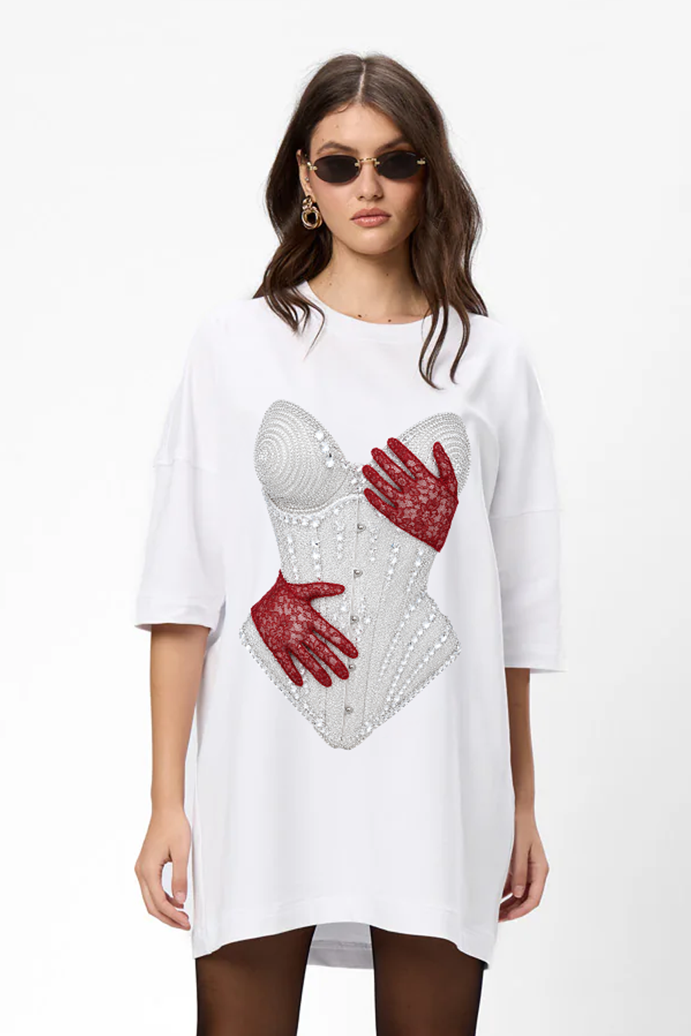Sukienka T-shirt Bandana z nadrukiem gorsetu